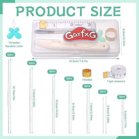 مجموعة إبرة حبة Garfxg ، 50 PCS إبر مستقيمة البذور ، 10 أجهزة كمبيوتر قابلة للطي قابلة للانهيار ، إبر الديكور الكبير مع إبر دوارة منحنية لصنع المجوهر in Kuwait