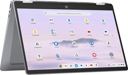 HP Chromebook Plus x360 14 2 in 1 laptop (14" FHD Touchscreen, Intel 8-Core i3-N305 (> i5-1134G7), 8GB RAM, 256GB UFS, Pen) for Home & Students, Backlit KB, 1080p Webcam, Chrome OS w/ Google AI in Kuwait