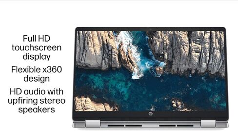 HP Chromebook Plus x360 14 2 in 1 laptop (14" FHD Touchscreen, Intel 8-Core i3-N305 (> i5-1134G7), 8GB RAM, 256GB UFS, Pen) for Home & Students, Backlit KB, 1080p Webcam, Chrome OS w/ Google AI in Kuwait