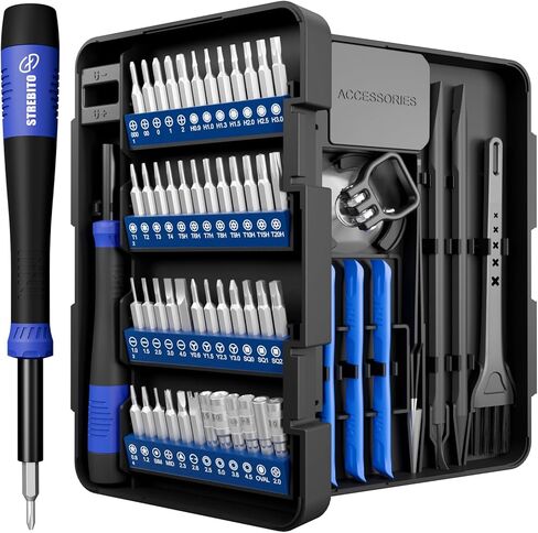 STREBITO Precision Screwdriver Set 64 in 1 Small Screwdriver Set with Torx, Triwing, Pentalobe Star, Mini Repair Tool Kit for Computer, PC, Laptop, Phone, PS5, XBOX, Switch, Eyeglasses, Electronic in Kuwait