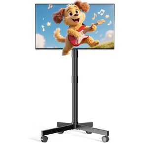 حامل تلفزيون التلفزيون المتداول المتنقل من 23-60 بوصة LCD LED OLED Flat Curvenced شاشات منحنية يصل إلى 88 رطلاً ، وعربة تلفزيونية محمولة قابلة للتعديل مع الارتفاع مع الرف والعجلات ، ومحامل التلفزيون في الهواء الطلق ، وماكس فيسا 400x400mm ، أسود ، أسود in Kuwait