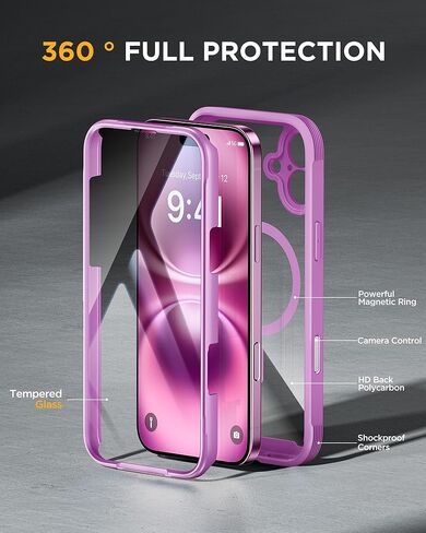 Miracase Magnetic for iPhone 15 Pro Case [Compatible with MagSafe] Full-Body Phone case with Built-in Glass Screen Protector& Camera Protector, Military Drop Proof 15 Pro Cover 6.1 inch, Storm Blue in Saudi Arabia