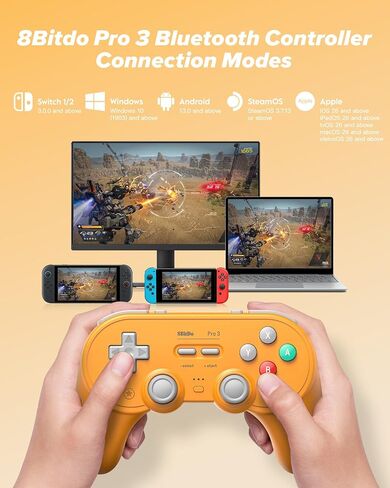 8Bitdo Pro 3 وحدة تحكم Bluetooth مع عصا التحكم TMR ، أزرار ABXY القابلة للتبديل ، أزرار الظهر المحترفين ، قفص الاتهام ، مشغلات تأثير القاعة للمحول/التبديل 2 ، Windows ، Apple ، Steamos ، Android (Purple) in Kuwait