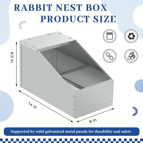 Maxcheck 2 pcs المجلفن الأرنب المعدني مربع Bunny Bunny Small Animal Nest مع أرضية أكريليك قابلة للإزالة متينة سهلة التنظيف لاستخدام داخلي في الهواء الطلق مستلزمات الأرانب. in Kuwait