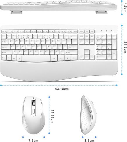 Ergonomic Keyboard and Mouse Combo - Full Size Keyboard Cordless with Palm Wrist Rest Ergonomic Mouse Wireless for Windows Computers Laptops - Light Purple (Upgrade) in Kuwait