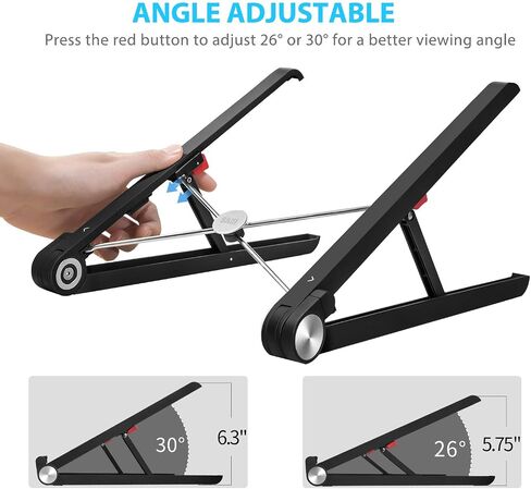 SAIJI Laptop Stand for Desk, Stable Standing Laptop Riser with Foldable Mouse Pad, Standing Computer Stand with 4 Adjustable Height Up to 20.47", MacBook Stand Fit All Laptops Under 17.3" in Saudi Arabia