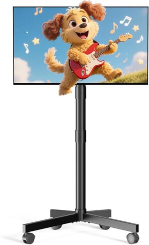 حامل تلفزيون التلفزيون المتداول المتنقل من 23-60 بوصة LCD LED OLED Flat Curvenced شاشات منحنية يصل إلى 88 رطلاً ، وعربة تلفزيونية محمولة قابلة للتعديل مع الارتفاع مع الرف والعجلات ، ومحامل التلفزيون في الهواء الطلق ، وماكس فيسا 400x400mm ، أسود ، أسود in Kuwait