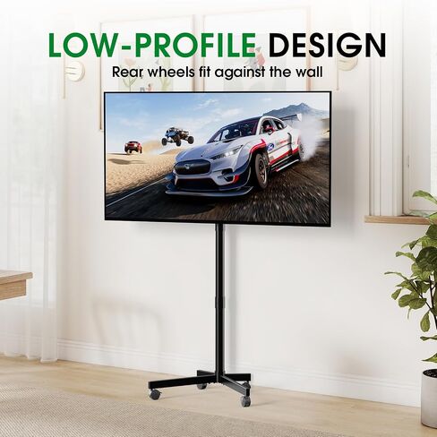 حامل تلفزيون التلفزيون المتداول المتنقل من 23-60 بوصة LCD LED OLED Flat Curvenced شاشات منحنية يصل إلى 88 رطلاً ، وعربة تلفزيونية محمولة قابلة للتعديل مع الارتفاع مع الرف والعجلات ، ومحامل التلفزيون في الهواء الطلق ، وماكس فيسا 400x400mm ، أسود ، أسود in Kuwait
