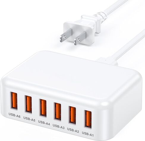 USB Charger Block, 100W 8 Port USB Charging Station for Multiple Devices, QC 18W Fast Charging Hub Power Strip Adapter for iPhone 16 15 14 13, iPad Pro, Galaxy, Note, LG HTC and More, 5ft Cord in Saudi Arabia