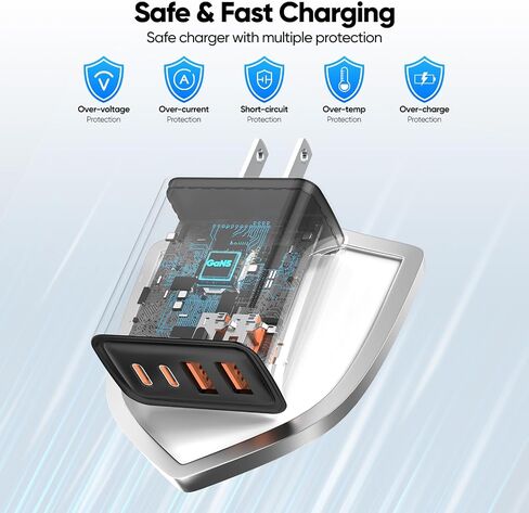 [2-pack] شاحن الجدار USB C ، كتلة شحن سريعة من النوع C ، مكعب شحن USBC Multiport PD و QC مع كبلات C إلى CALS من 6 قدم إلى C من iPhone 15/14/13/11/11/PRO MAX/XS/XR ، IPAD ، Samsung in Saudi Arabia