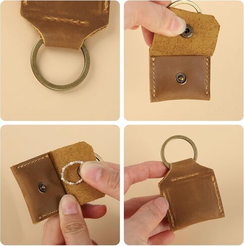 Jack&Chris Genuine Leather SD Card Holder Keychain, Anti-Shock Anti-Dust SD Card Case, Portable Camera Accessories for SD CF CFexpress Micro SD Nano SIM and Micro SIM Cards, Red Brown 2 PACKS in Kuwait