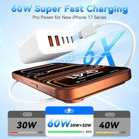 USB C Block Fast Charger Block ، 60W 5-Port USB C Clocks Wall Clocks ، Type C Charger Charger Fast Charging Brick ، ​​3USB C+2USB A PD & QC3.0 Multiport Charger for iPhone 16/15/14/13 PRO MAX ، IPAD ، GALAXY-WHITE in Kuwait