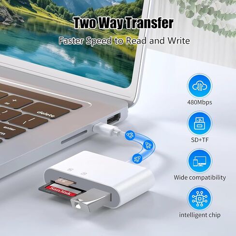 Maxrenard SD Card Reader لأجهزة iPhone iPad ، محول كاميرا USB C & Micro USB المزدوج ، قارئ بطاقة الذاكرة للكاميرا الرقمية إلى أجهزة iPhone/Macbook/USB C ، دعم SD/TF/SIM CARD in Kuwait