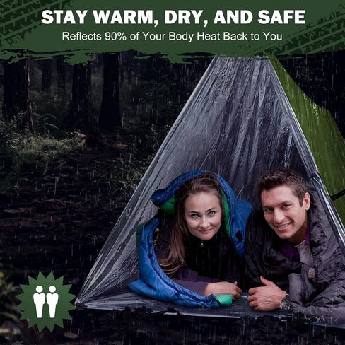 Life Life Life Life Survival - شخصان من Mylar Emergency Shelter Tube خيمة مع صافرة الطوارئ و Paracord ، مجموعات البقاء على قيد الحياة الأساسية في جميع الأحوال الجوية للمتنزهين ، والبقاء على قيد الحياة ، المعسكرون in Kuwait