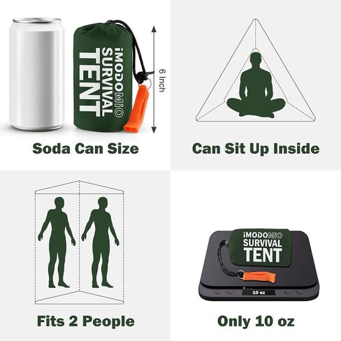 Life Life Life Life Survival - شخصان من Mylar Emergency Shelter Tube خيمة مع صافرة الطوارئ و Paracord ، مجموعات البقاء على قيد الحياة الأساسية في جميع الأحوال الجوية للمتنزهين ، والبقاء على قيد الحياة ، المعسكرون in Kuwait