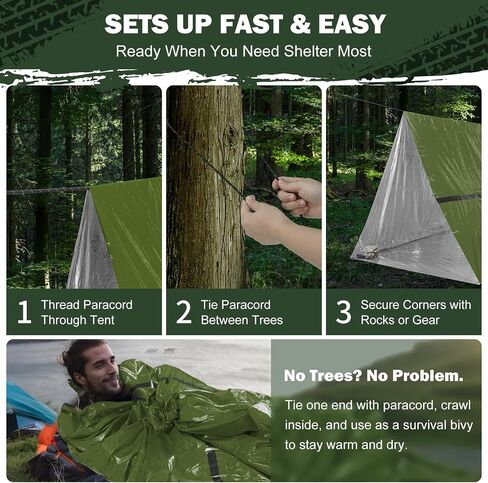 Life Life Life Life Survival - شخصان من Mylar Emergency Shelter Tube خيمة مع صافرة الطوارئ و Paracord ، مجموعات البقاء على قيد الحياة الأساسية في جميع الأحوال الجوية للمتنزهين ، والبقاء على قيد الحياة ، المعسكرون in Kuwait