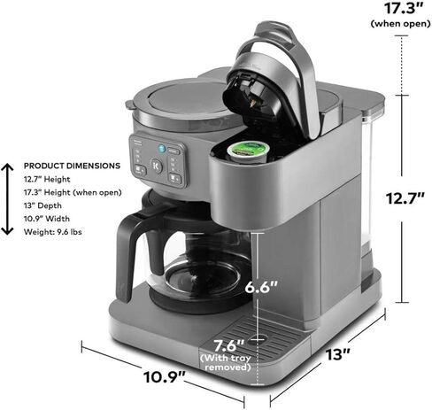 K-Duo Essentials, Hot & Iced Single-Serve Pod Coffee Maker & Carafe, 72 Oz Reservoir, Multiple Brew Sizes, Strong Brew Feature, Perfect for Hot and Iced Coffee (BLACK) in Saudi Arabia