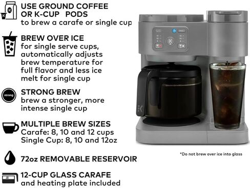 K-Duo Essentials, Hot & Iced Single-Serve Pod Coffee Maker & Carafe, 72 Oz Reservoir, Multiple Brew Sizes, Strong Brew Feature, Perfect for Hot and Iced Coffee (BLACK) in Saudi Arabia