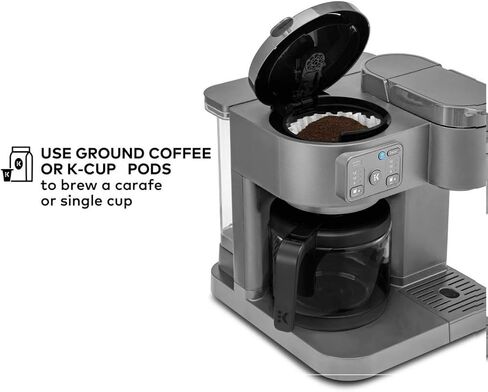 K-Duo Essentials, Hot & Iced Single-Serve Pod Coffee Maker & Carafe, 72 Oz Reservoir, Multiple Brew Sizes, Strong Brew Feature, Perfect for Hot and Iced Coffee (BLACK) in Saudi Arabia