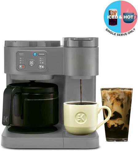 K-Duo Essentials, Hot & Iced Single-Serve Pod Coffee Maker & Carafe, 72 Oz Reservoir, Multiple Brew Sizes, Strong Brew Feature, Perfect for Hot and Iced Coffee (BLACK) in Saudi Arabia
