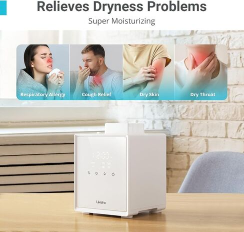 Livatro 4L Top Fill Humidifiers for Bedroom Large Room Nursery, Cool Mist Humidifier With Ultrasonic Quiet, Auto Shut-off and Easy to Clean, Last up to 40 Hours, White in Saudi Arabia