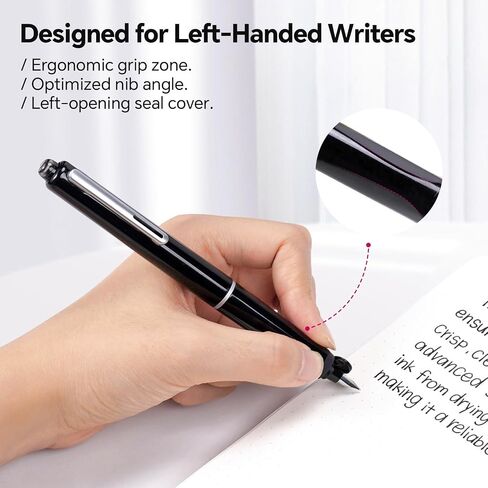 Writech Left Hideed Pens: مجموعة حبر أسود قابلة للسحب على غرار NIB تتضمن 5 خراطيش حبر الكتابة بسلاسة لخطوط الخطوط الوظيفية in Kuwait