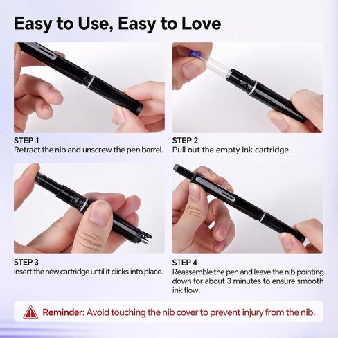 Writech Left Hideed Pens: مجموعة حبر أسود قابلة للسحب على غرار NIB تتضمن 5 خراطيش حبر الكتابة بسلاسة لخطوط الخطوط الوظيفية in Kuwait