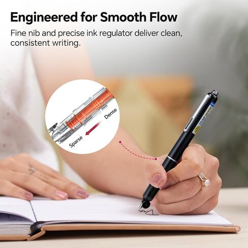 Writech Left Hideed Pens: مجموعة حبر أسود قابلة للسحب على غرار NIB تتضمن 5 خراطيش حبر الكتابة بسلاسة لخطوط الخطوط الوظيفية in Kuwait