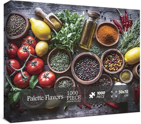 Spices on Spoon 1000 Piece Vintage Spoon Jigsaw Puzzles, Funny All Sorts of World Spices Collage Puzzles for Adults in Saudi Arabia