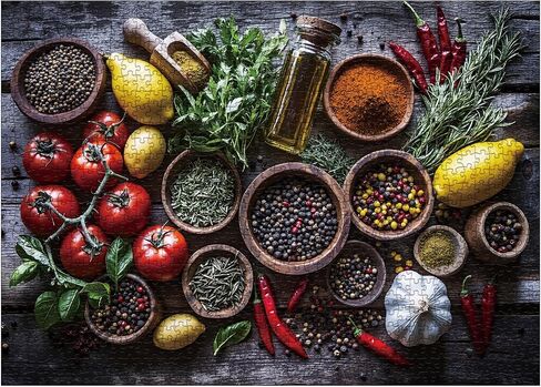 Spices on Spoon 1000 Piece Vintage Spoon Jigsaw Puzzles, Funny All Sorts of World Spices Collage Puzzles for Adults in Saudi Arabia