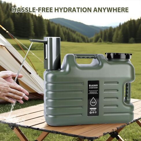 5 Gallon Water Jug with Foldable Auto Pump, BPA-Free Leak-Proof Camping Water Container Spigot, Type-C Rechargeable, Portable Water Dispenser Tank for Hiking, Outdoors & Emergency Water Storage in Kuwait