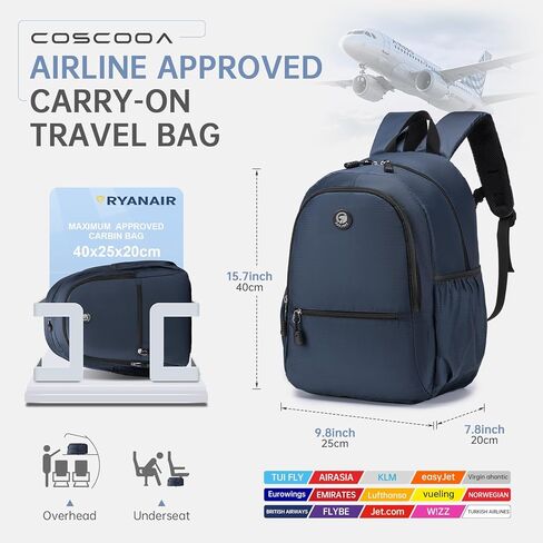 Small Carry On Backpack 20L,United Airlines Personal Item Bag 17x10x9,Flight Approved Underseat Ryanair 40x20x25 CM Travel Luggage Bag, Mochila de Viaje,Cabin Size Lightweight Backpack in Kuwait