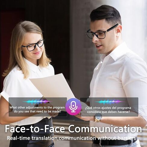 منظمة العفو الدولية نظارات ذكية ، بلوتوث 5.3 نظارات للرجال ، نظارات الترجمة مع 164 لغة ، وعدسة متغيرة للألوان المادية ، وتشغيل الموسيقى والاتصال الخالي من اليدين ، وتصميم للسفر/الاجتماع/الأعمال in Kuwait