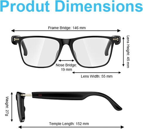 منظمة العفو الدولية نظارات ذكية ، بلوتوث 5.3 نظارات للرجال ، نظارات الترجمة مع 164 لغة ، وعدسة متغيرة للألوان المادية ، وتشغيل الموسيقى والاتصال الخالي من اليدين ، وتصميم للسفر/الاجتماع/الأعمال in Kuwait