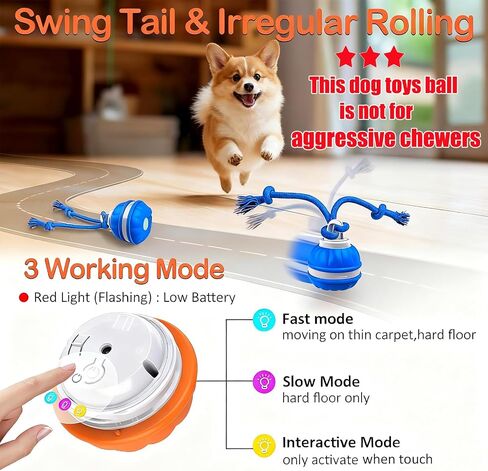 Interactive Dog Toys，Peppy Pet Ball for Dogs，Motion Activate Rolling Ball for Puppy/Medium Dogs，Active Rolling Dog Bal l Wicked Bal l for Daily Training, Dog Toys to Keep Them Busy (Orange) in Saudi Arabia
