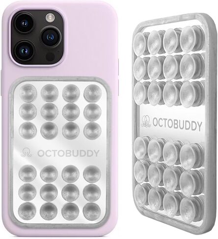 Mirror - OG Suction Cup Phone Mount - Silicone Suction Grip Mobile Holder with Built-in Mirror - Hands-Free Selfies and Videos - Content Creator Accesory - 2.6″ x 3.9″, Transparent in Kuwait