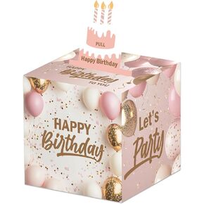 Mom Birthday Money Box for Cash Pull, Happy Birthday Black Gold Boxes Gifts for Money Pull Out Card, for Women, 50Pcs Transparent Bags in Kuwait