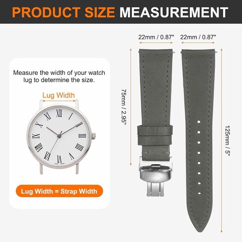 Harfington Leather Watch Band Vintage Watch STRAP QUICE FERSHING BESTAND BANDS BANDS مع مشبك فراشة من الفولاذ المقاوم للصدأ للرجال والنساء in Kuwait