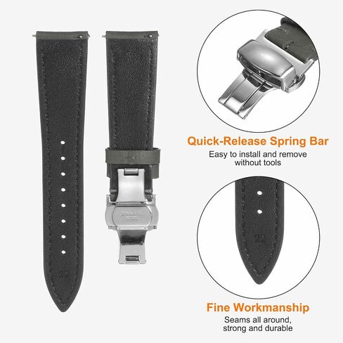 Harfington Leather Watch Band Vintage Watch STRAP QUICE FERSHING BESTAND BANDS BANDS مع مشبك فراشة من الفولاذ المقاوم للصدأ للرجال والنساء in Kuwait