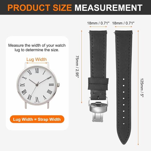 Harfington Leather Watch Band Vintage Watch STRAP QUICE FERSHING BESTAND BANDS BANDS مع مشبك فراشة من الفولاذ المقاوم للصدأ للرجال والنساء in Saudi Arabia