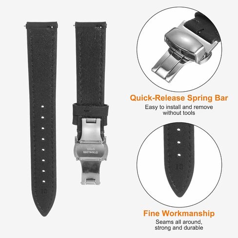 Harfington Leather Watch Band Vintage Watch STRAP QUICE FERSHING BESTAND BANDS BANDS مع مشبك فراشة من الفولاذ المقاوم للصدأ للرجال والنساء in Saudi Arabia