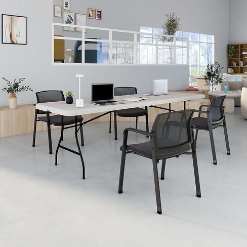 STAPLES 8' x 30" Wooden Heavy Duty Folding Table, Walnut (58367) in Saudi Arabia