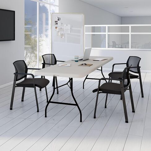 STAPLES 8' x 30" Wooden Heavy Duty Folding Table, Walnut (58367) in Saudi Arabia