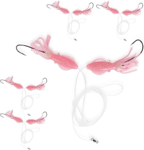 UMT Red Snapper Fishing Rig with Hi-Lo 3" Fat Squid Teasers, Mustad Size 8/0 Octopus Hooks, 60lb Monofilament Line in Saudi Arabia