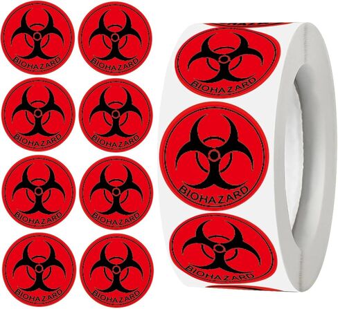 1 بوصة Biohazard ملصقات مقاومة للماء Biohazard تحذير الملصقات المخاطر - رمز Biohazard الشامل فينيل ملصقات تحذير المواد الخطرة للمختبرات والمستشفيات والاستخدام الصناعي 300 PCS (1INCH) in Saudi Arabia
