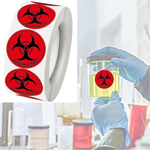 1 بوصة Biohazard ملصقات مقاومة للماء Biohazard تحذير الملصقات المخاطر - رمز Biohazard الشامل فينيل ملصقات تحذير المواد الخطرة للمختبرات والمستشفيات والاستخدام الصناعي 300 PCS (1INCH) in Saudi Arabia