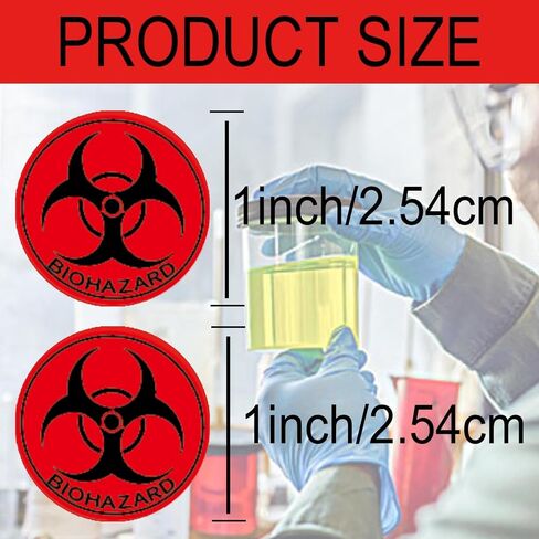 1 بوصة Biohazard ملصقات مقاومة للماء Biohazard تحذير الملصقات المخاطر - رمز Biohazard الشامل فينيل ملصقات تحذير المواد الخطرة للمختبرات والمستشفيات والاستخدام الصناعي 300 PCS (1INCH) in Saudi Arabia