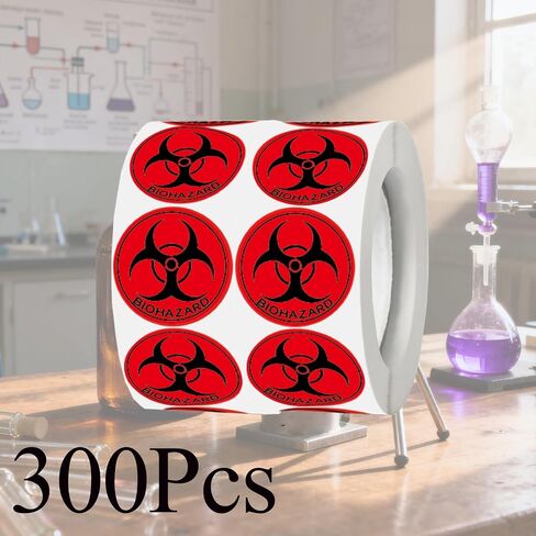 1 بوصة Biohazard ملصقات مقاومة للماء Biohazard تحذير الملصقات المخاطر - رمز Biohazard الشامل فينيل ملصقات تحذير المواد الخطرة للمختبرات والمستشفيات والاستخدام الصناعي 300 PCS (1INCH) in Saudi Arabia