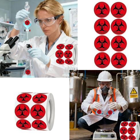 1 بوصة Biohazard ملصقات مقاومة للماء Biohazard تحذير الملصقات المخاطر - رمز Biohazard الشامل فينيل ملصقات تحذير المواد الخطرة للمختبرات والمستشفيات والاستخدام الصناعي 300 PCS (1INCH) in Saudi Arabia