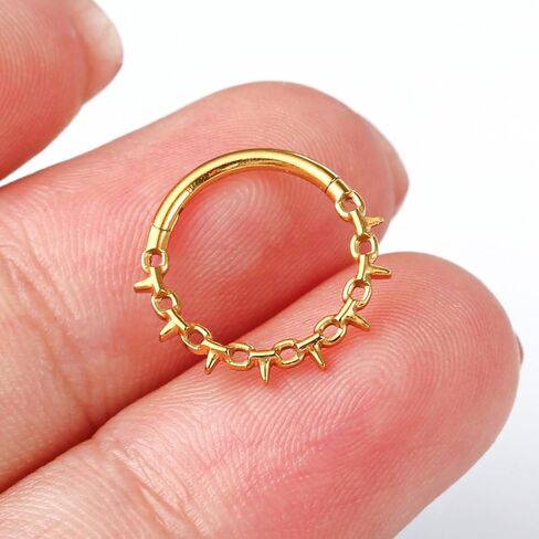 1pc Titanium Nose Rings Hoop 16G Multi-pointed Nose Ring Diameter 8mm/10mm Cartilage Helix Daith Rook Earring Hinged ASTM F136 Septum rings Segment Ring Clicker Piercing Silver-Gold-Black in Kuwait